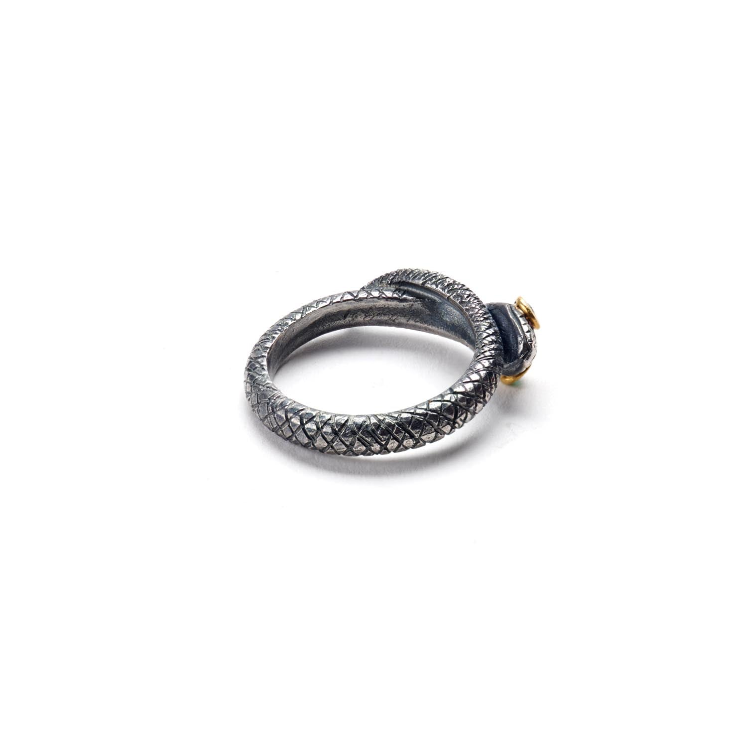 Snake Ring with Emerald Eyes