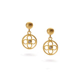 Gold Flower & Diamond Earrings