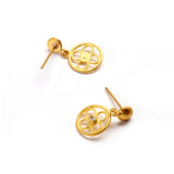 Gold Flower & Diamond Earrings