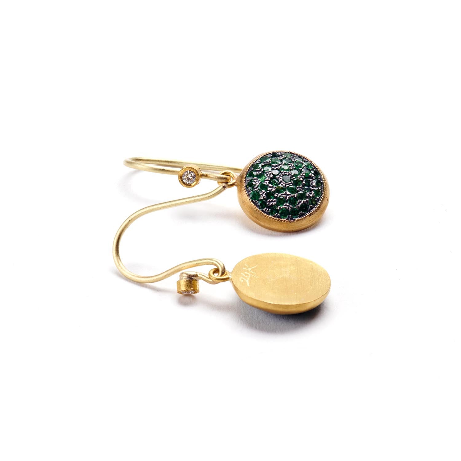 Tsavorite & Gold Earrings with Diamonds