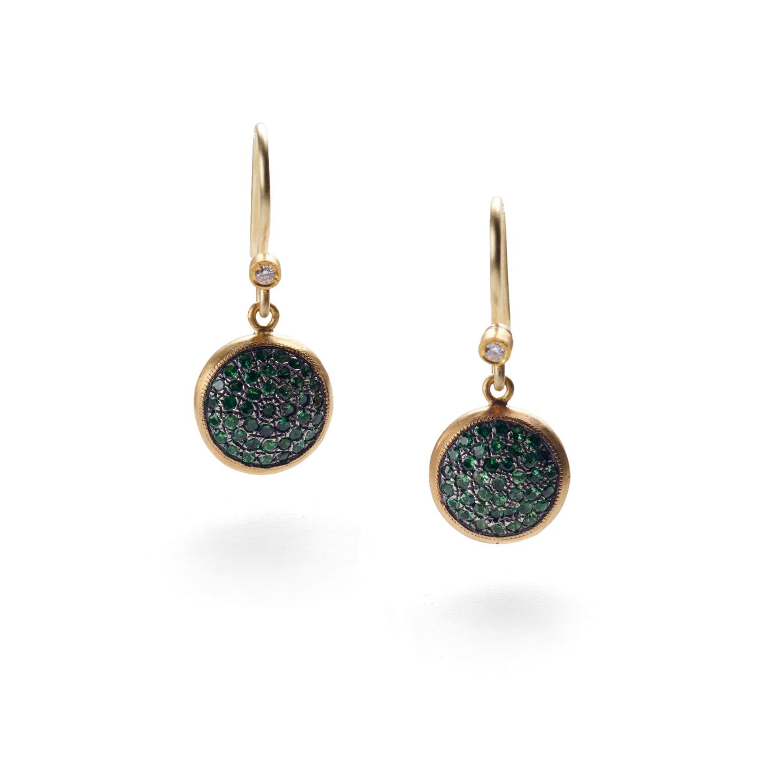 Tsavorite & Gold Earrings with Diamonds