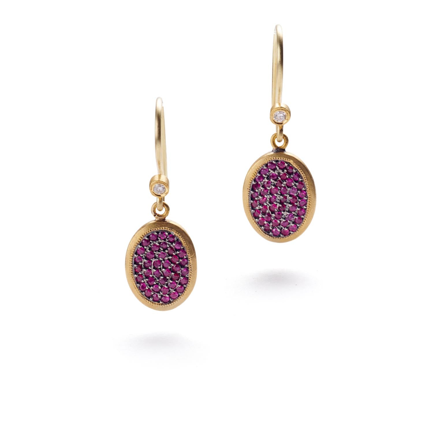 Ruby & Gold Earrings with Diamonds