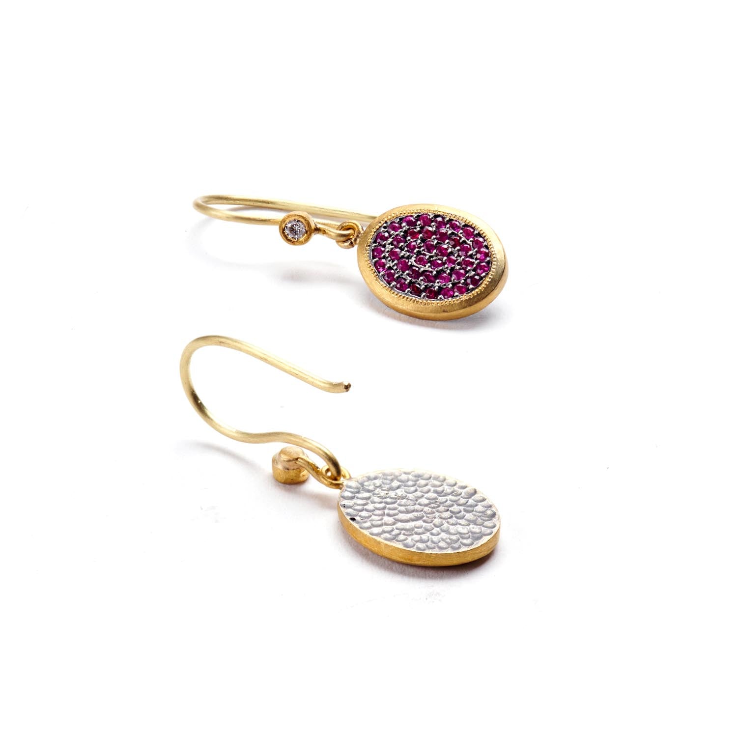 Ruby & Gold Earrings with Diamonds