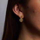 Gold Flower & Diamond Earrings