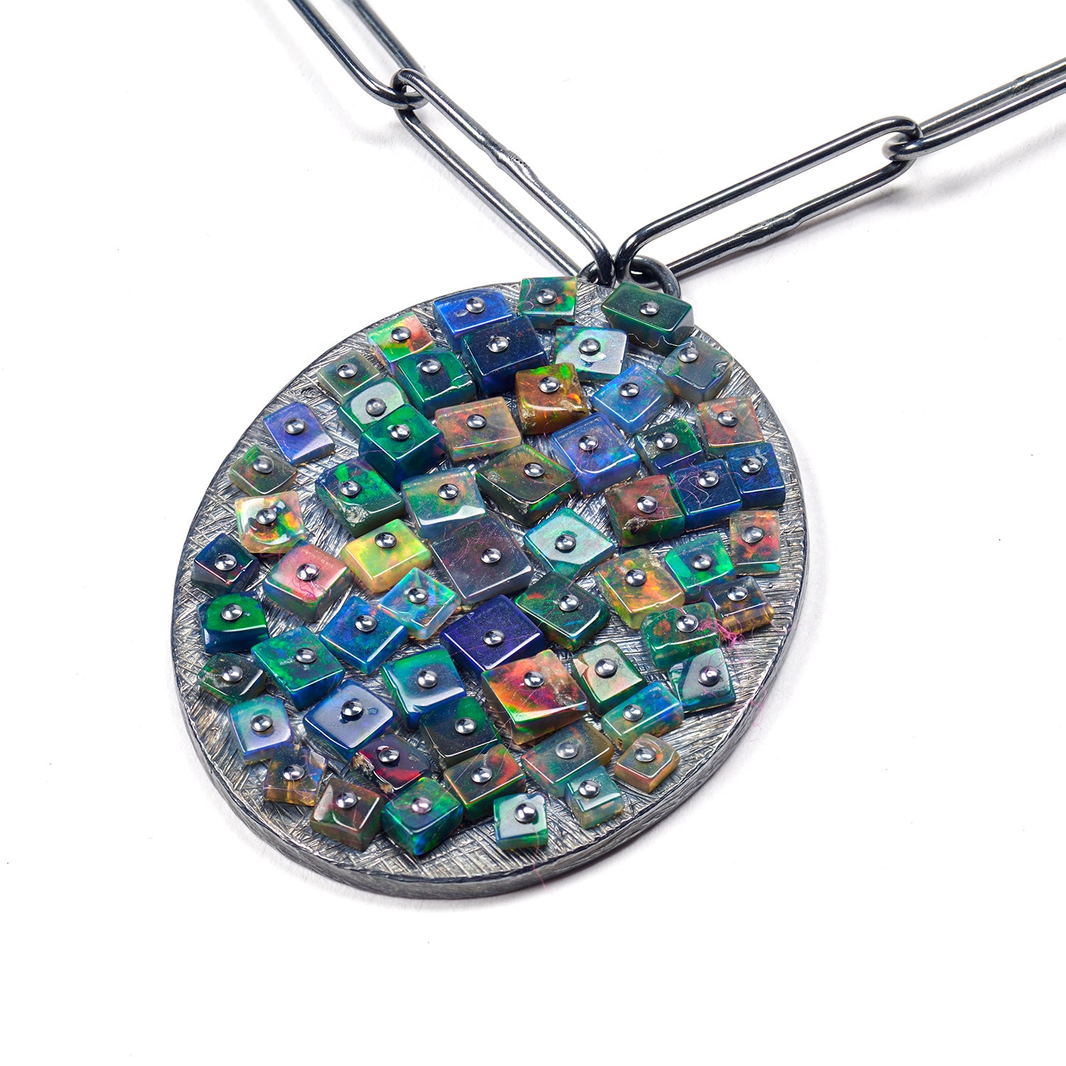Mosaic Opal Pendant Necklace