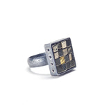 Oxidized Sterling Silver Grid Ring