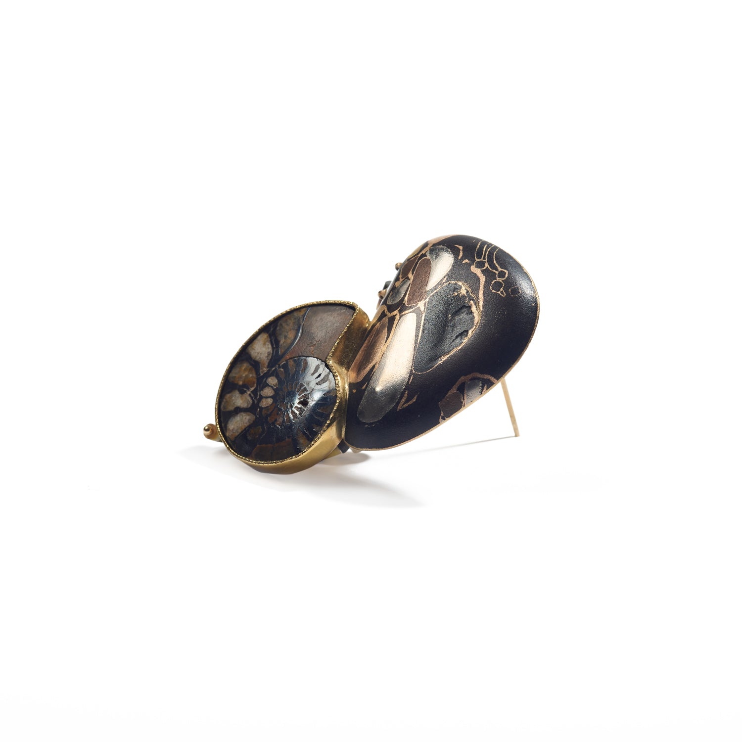 Ammonite Inspired Inlaid Brooch