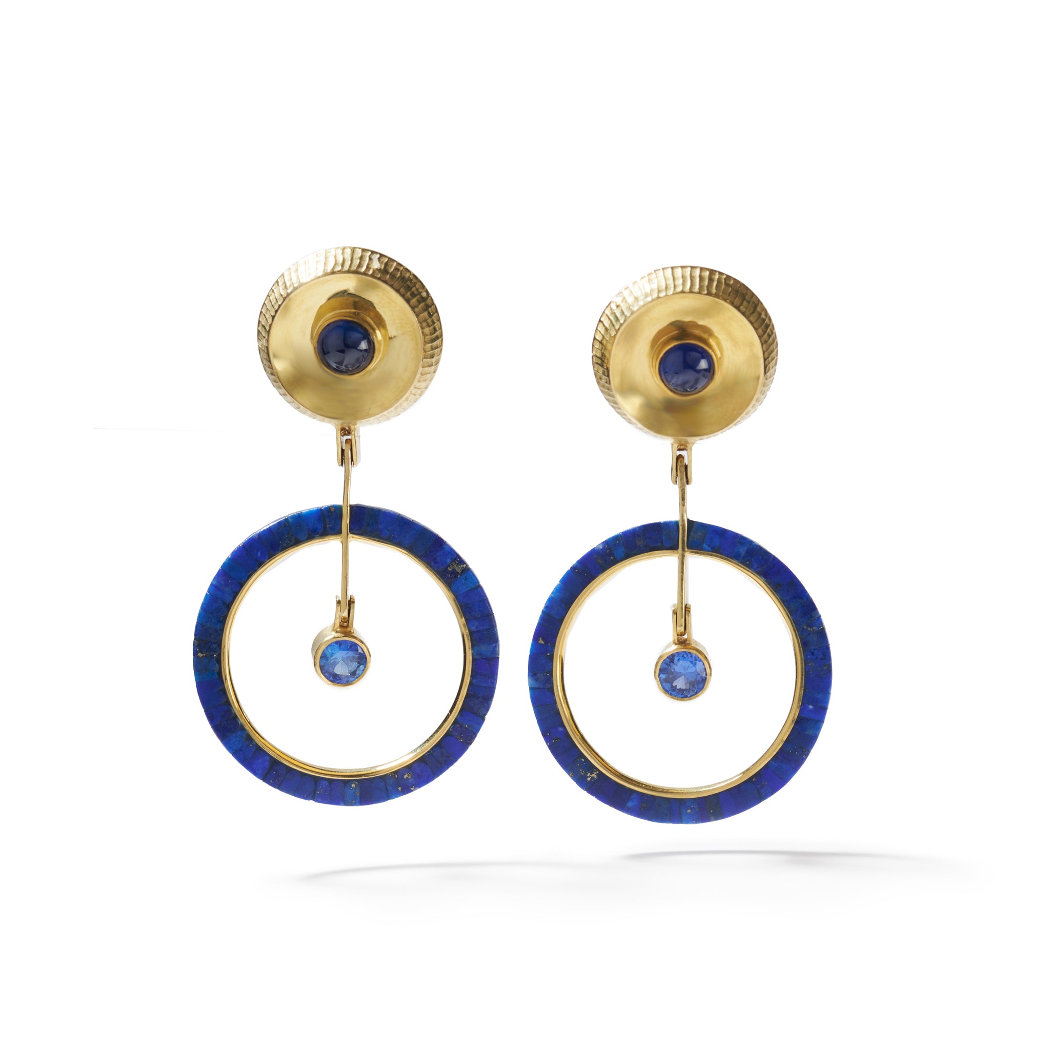 Circles in Sapphire and Lapis Earrings