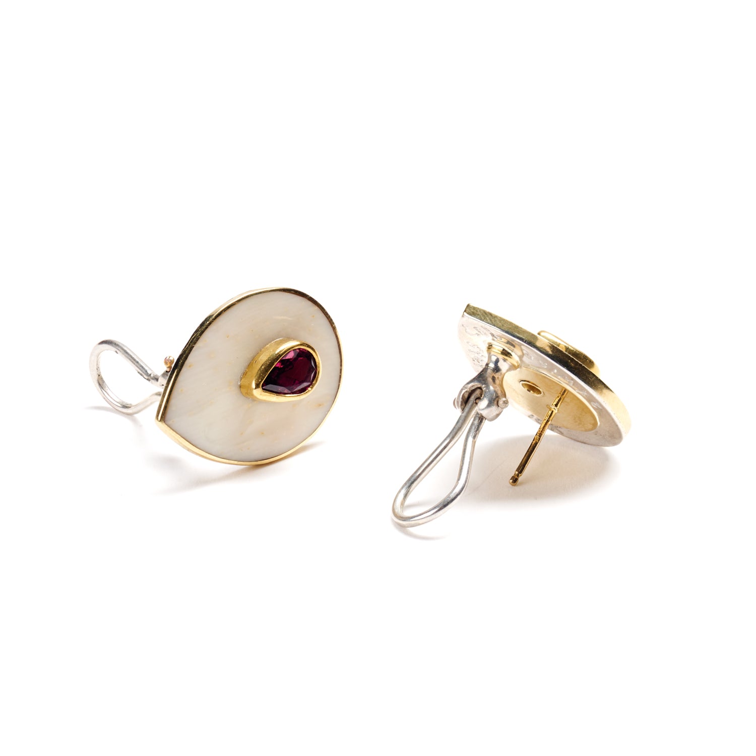 Bamboo Coral & Rhodolite Garnet Earrings