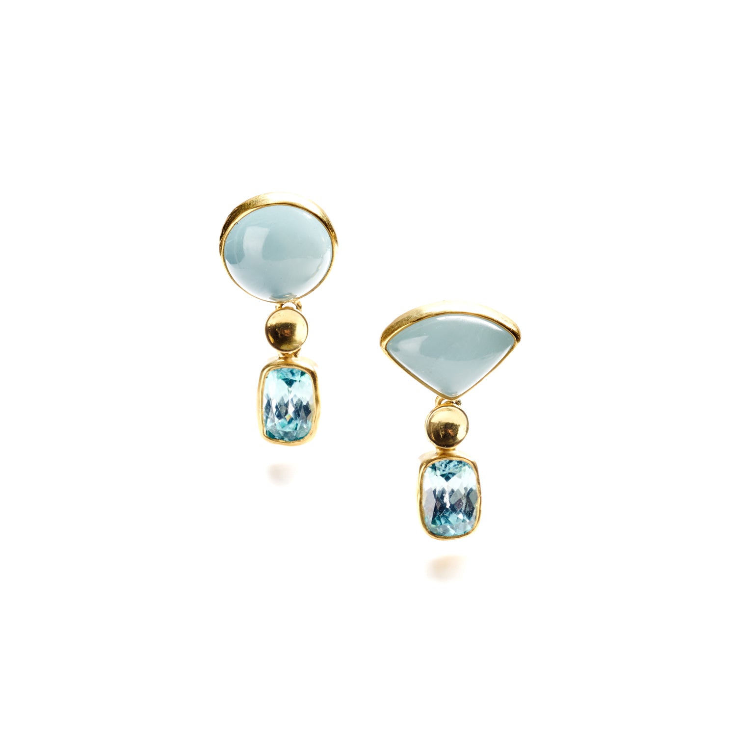 Aquamarine & Zircon Drop Earrings