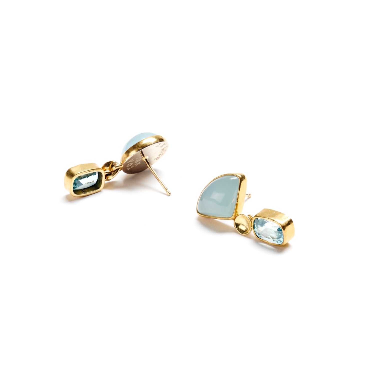Aquamarine & Zircon Drop Earrings