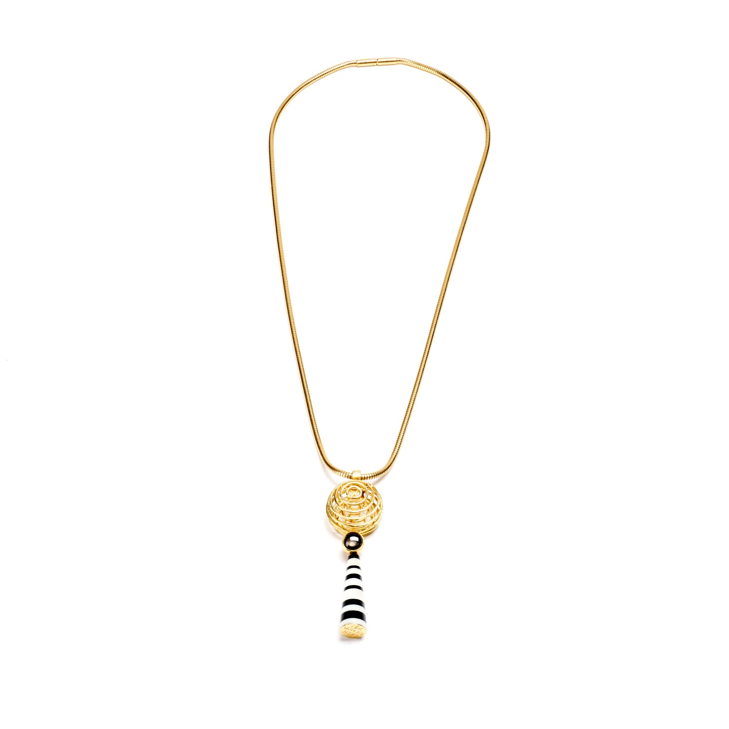 Gold, Black & White Necklace