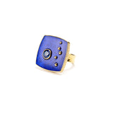 Square Lapis Lazuli & Sapphire Ring
