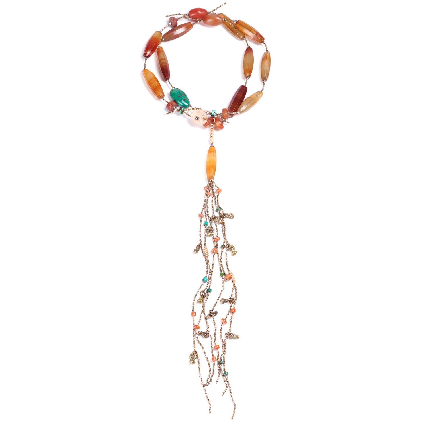 Orange Tassle Necklace