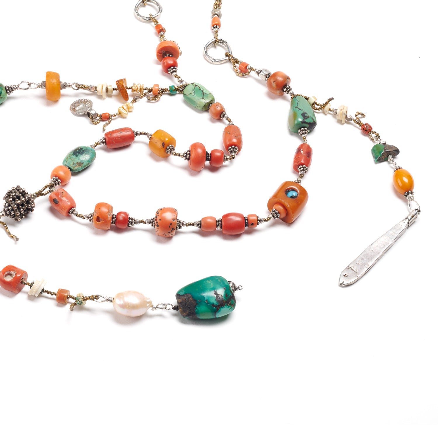 Antique Tibetan Coral & Amber Necklace
