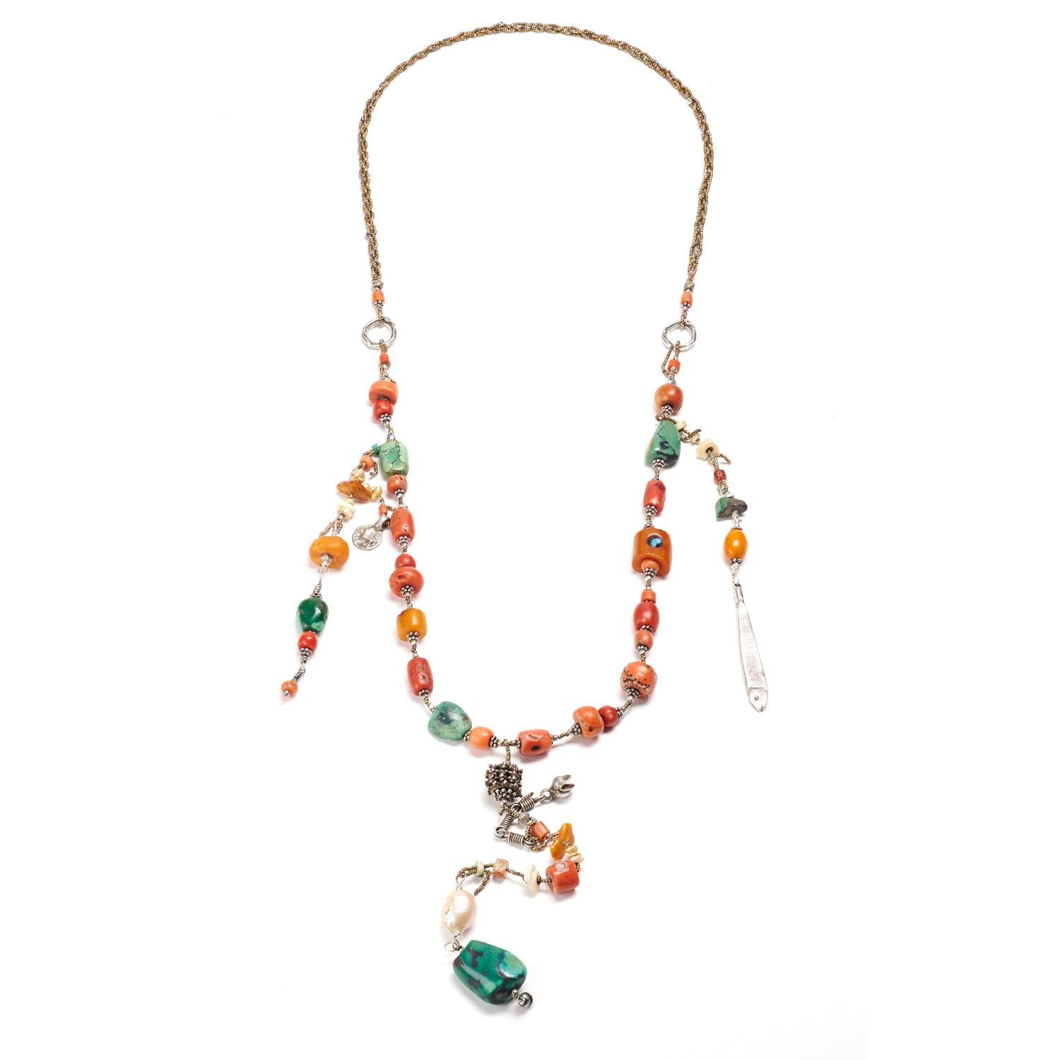 Antique Tibetan Coral & Amber Necklace