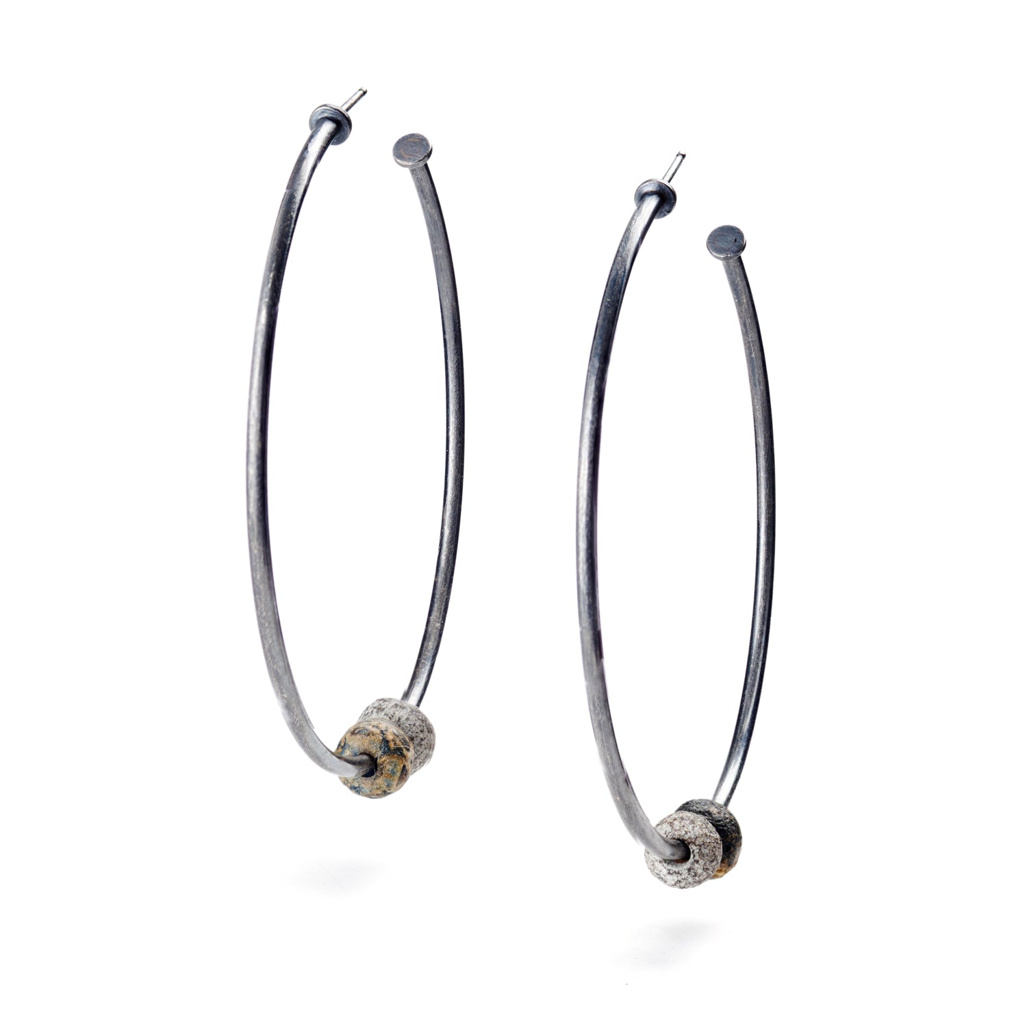 Giant Hoop and Stone Earrings