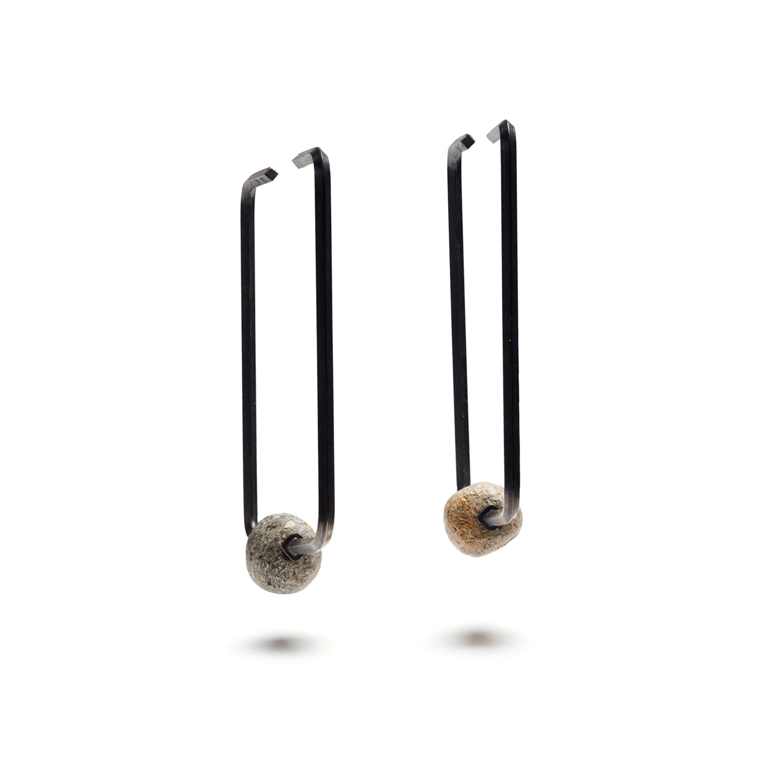Square Hoop & Stone Earrings