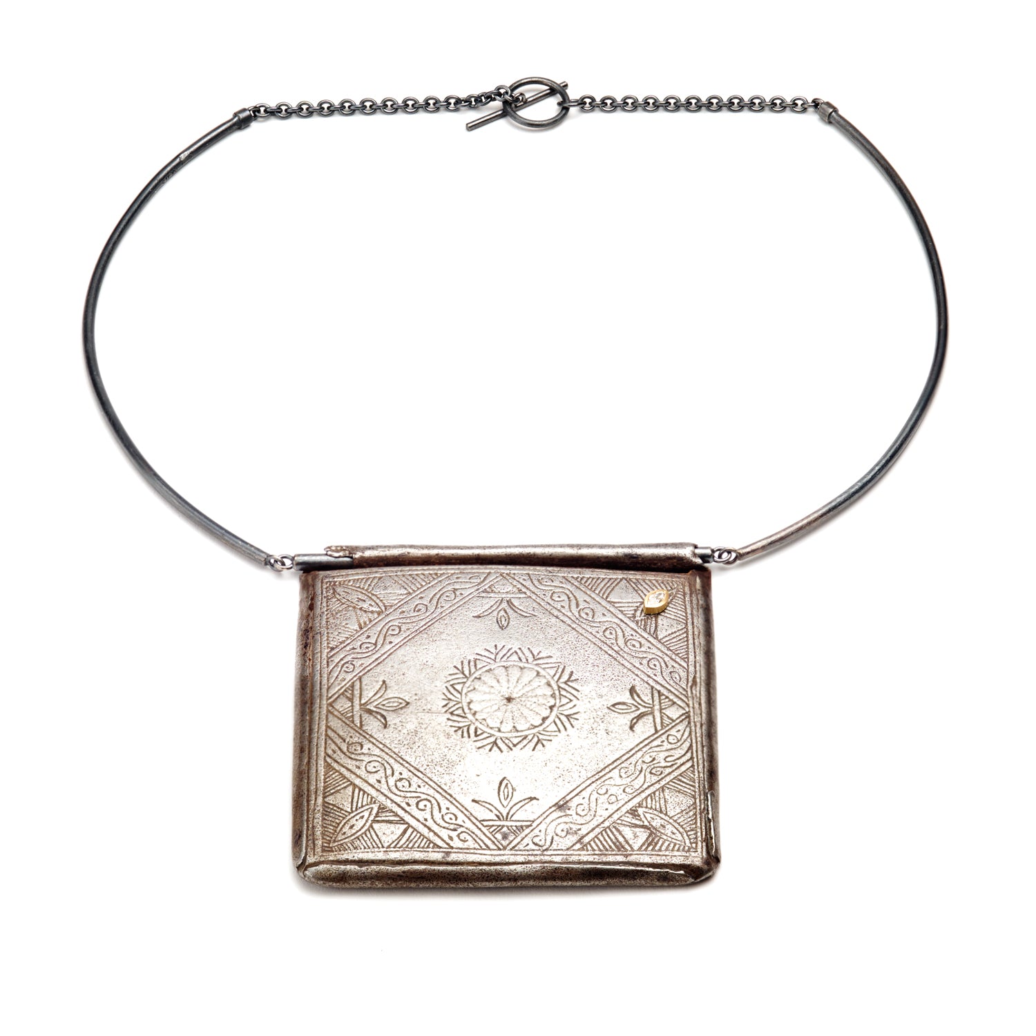 Silver Box Pendant Necklace