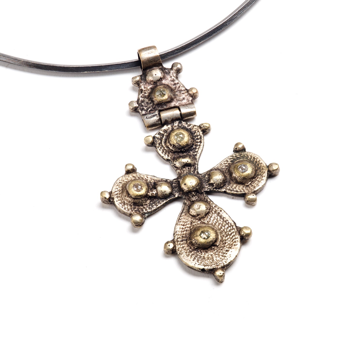 Mixed Metal Coptic Cross Neck Cuff