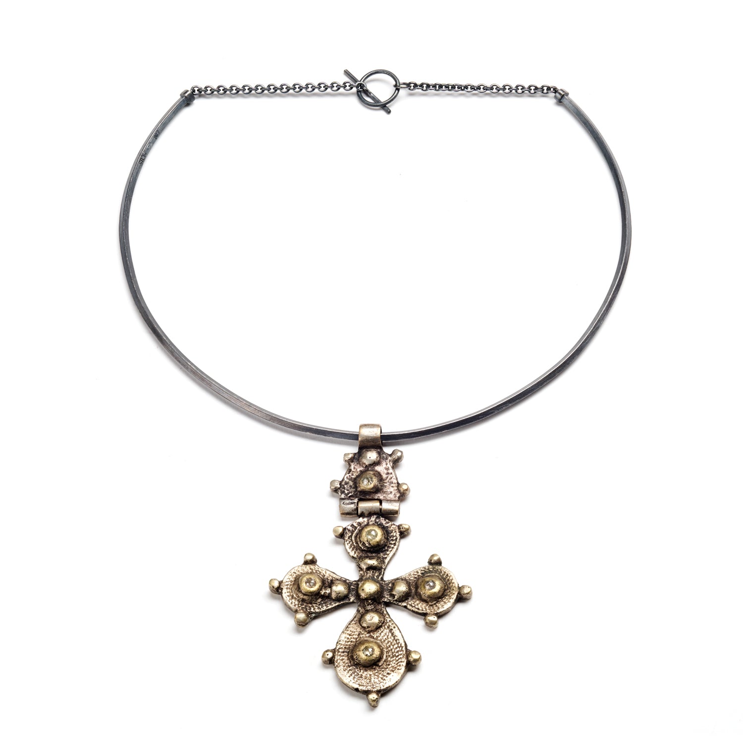 Mixed Metal Coptic Cross Neck Cuff