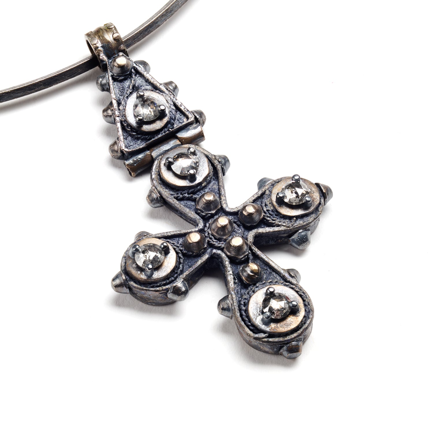 Diamond Coptic Cross Neck Cuff