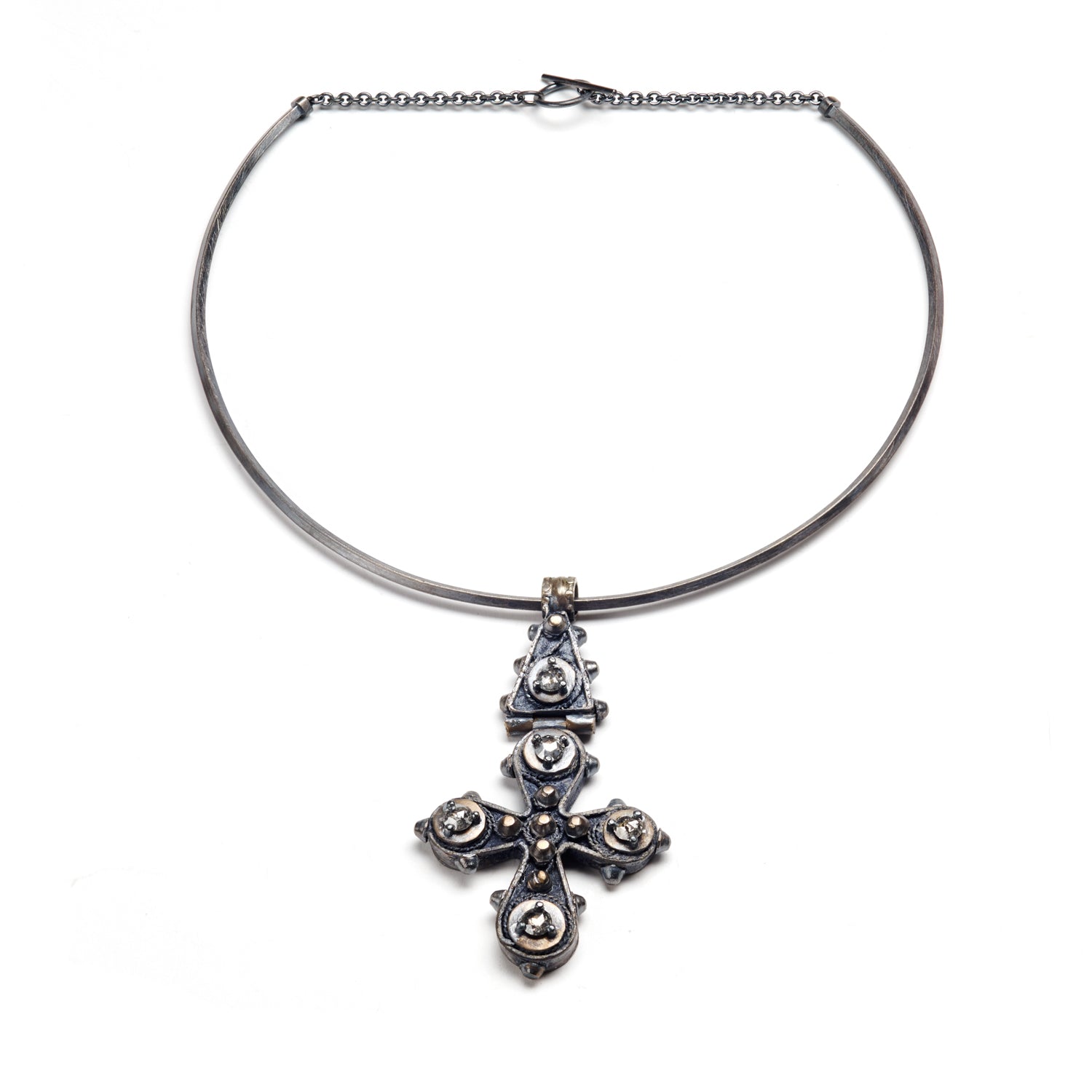 Diamond Coptic Cross Neck Cuff