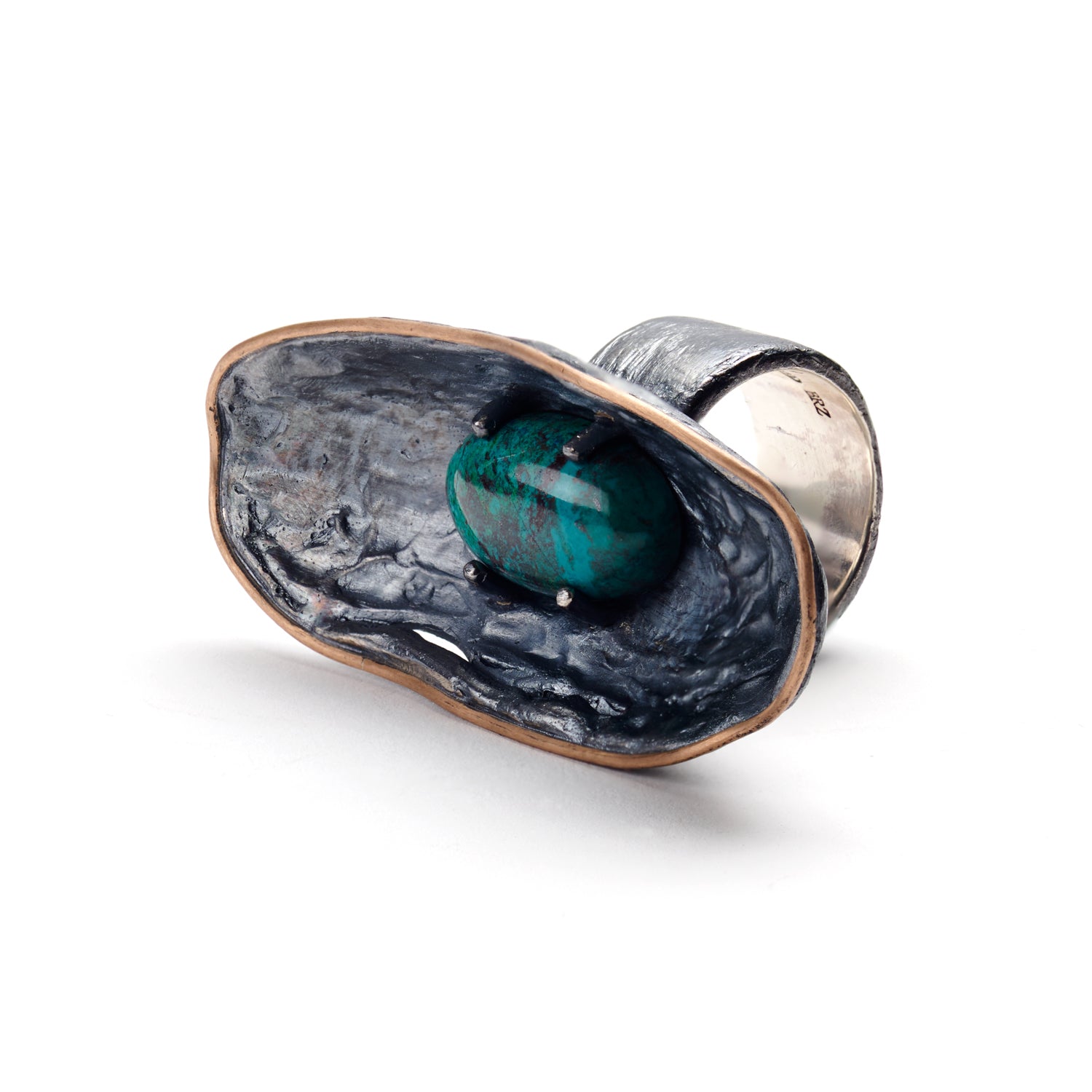 Oval Satellite Ring with Turquoise