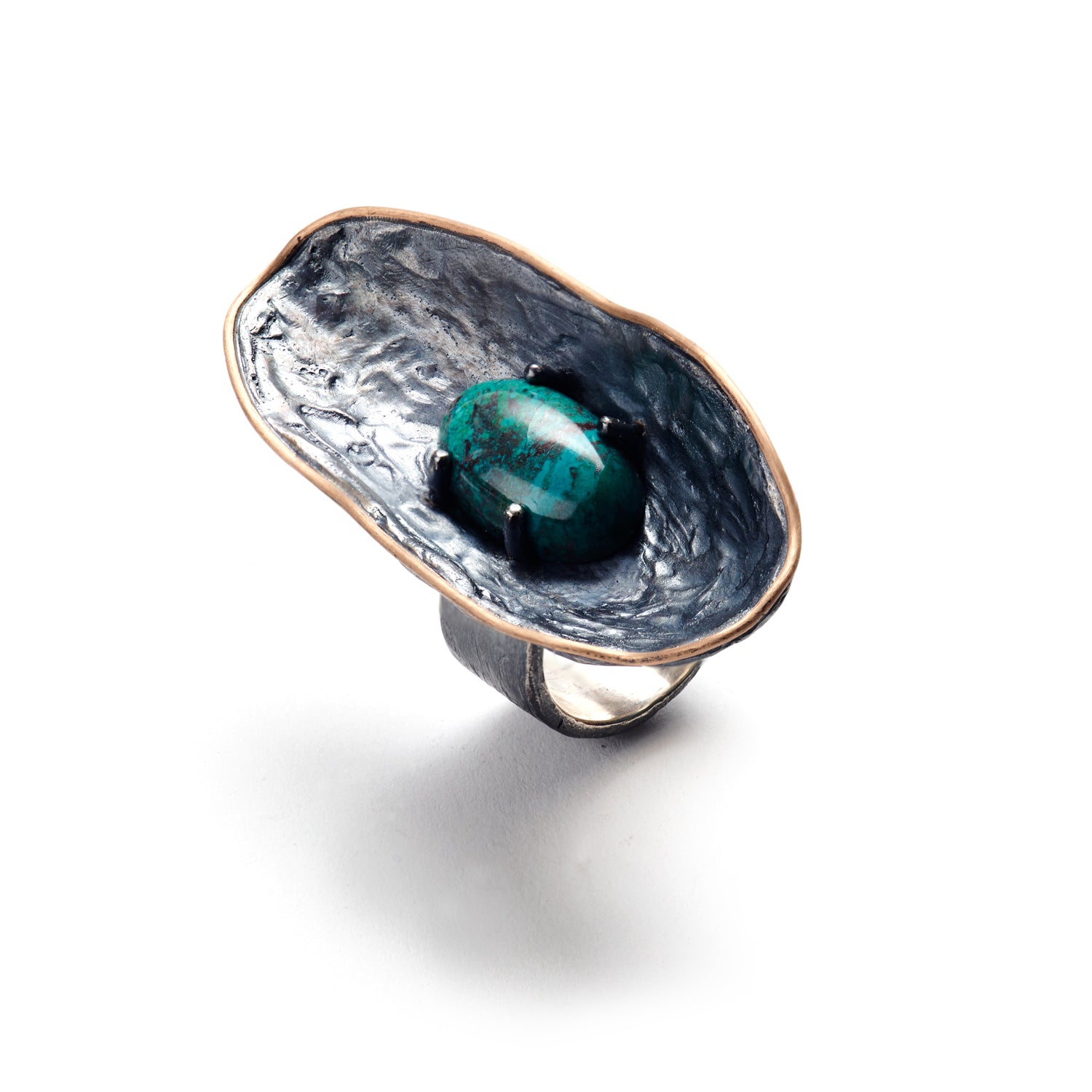 Oval Satellite Ring with Turquoise