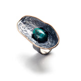 Oval Satellite Ring with Turquoise