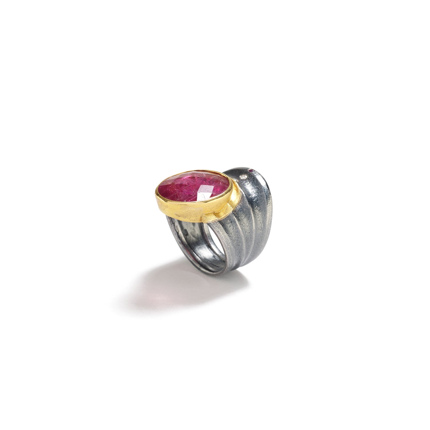 Faceted Tourmaline and Diamond Ring