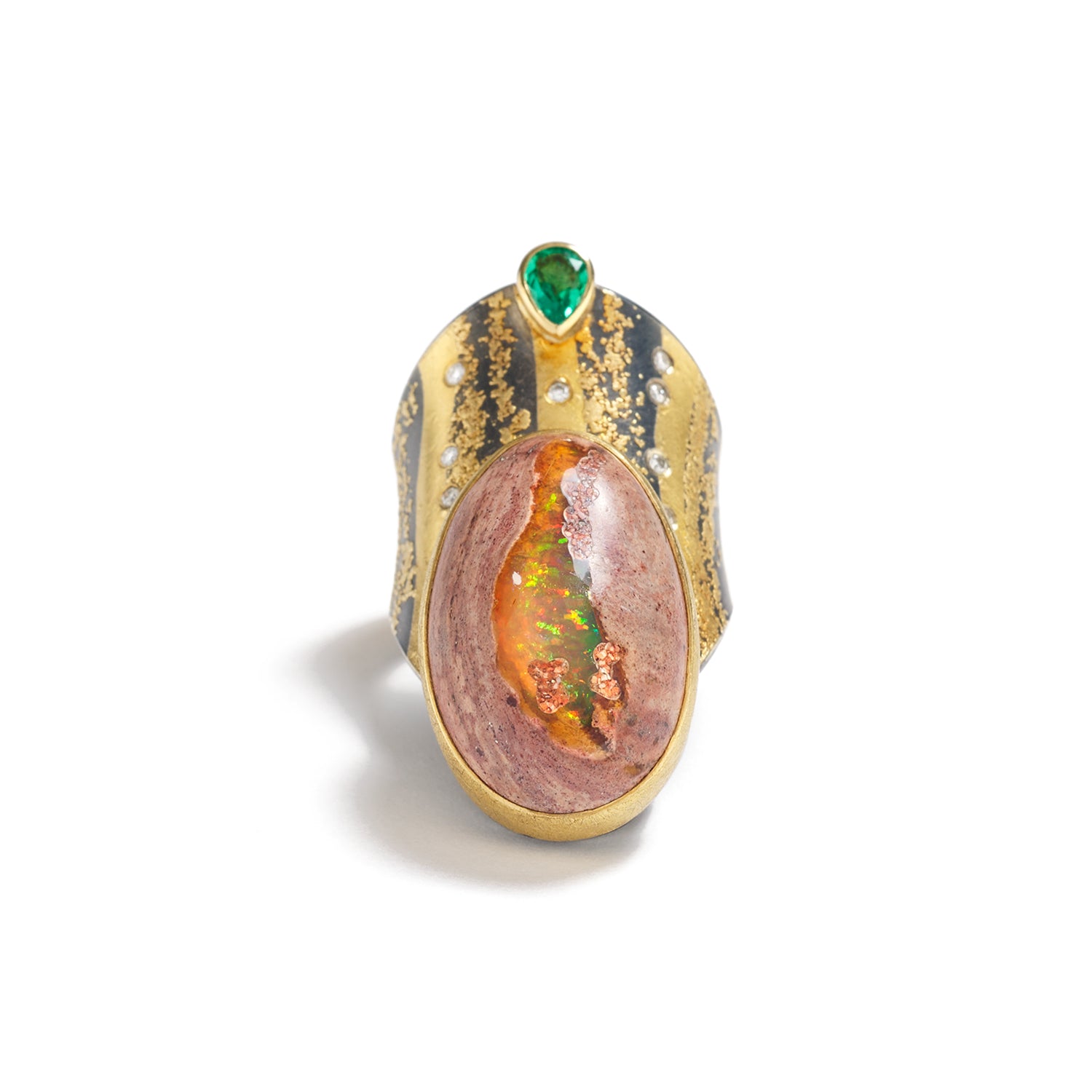 Mexican Fire Opal and Emerald Ring by Peter Schmid~Atelier Zobel | _22k ...