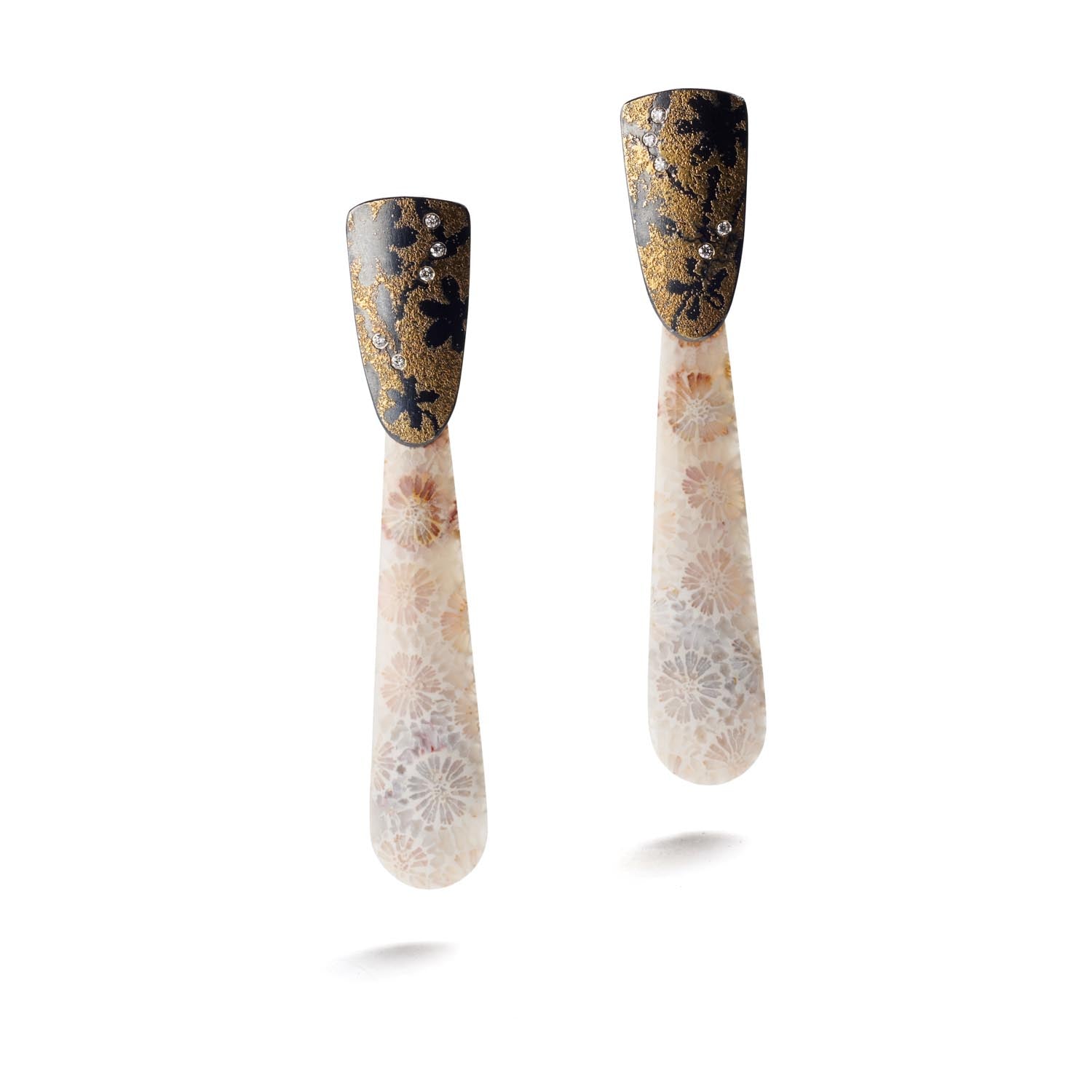 Elongated Petrified Coral Earrings