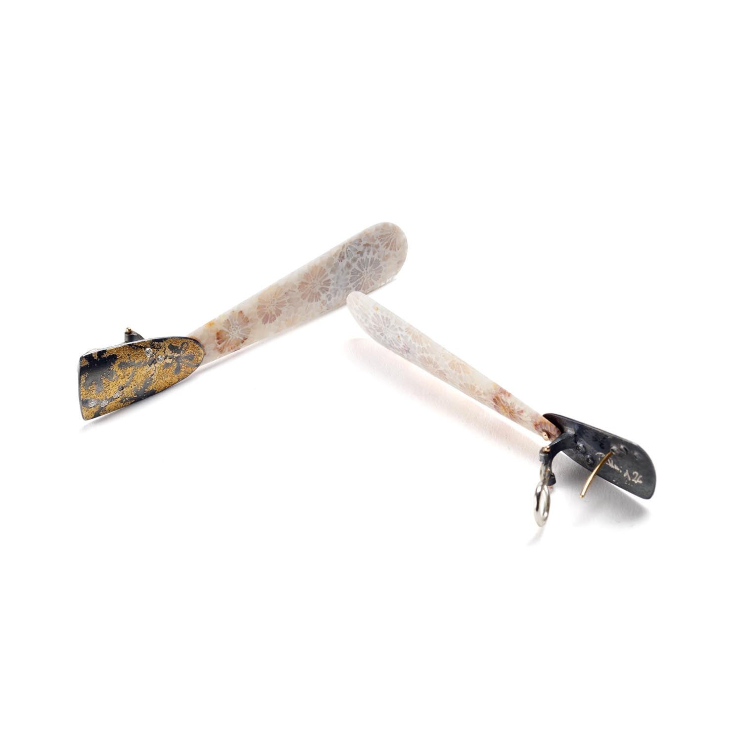 Elongated Petrified Coral Earrings
