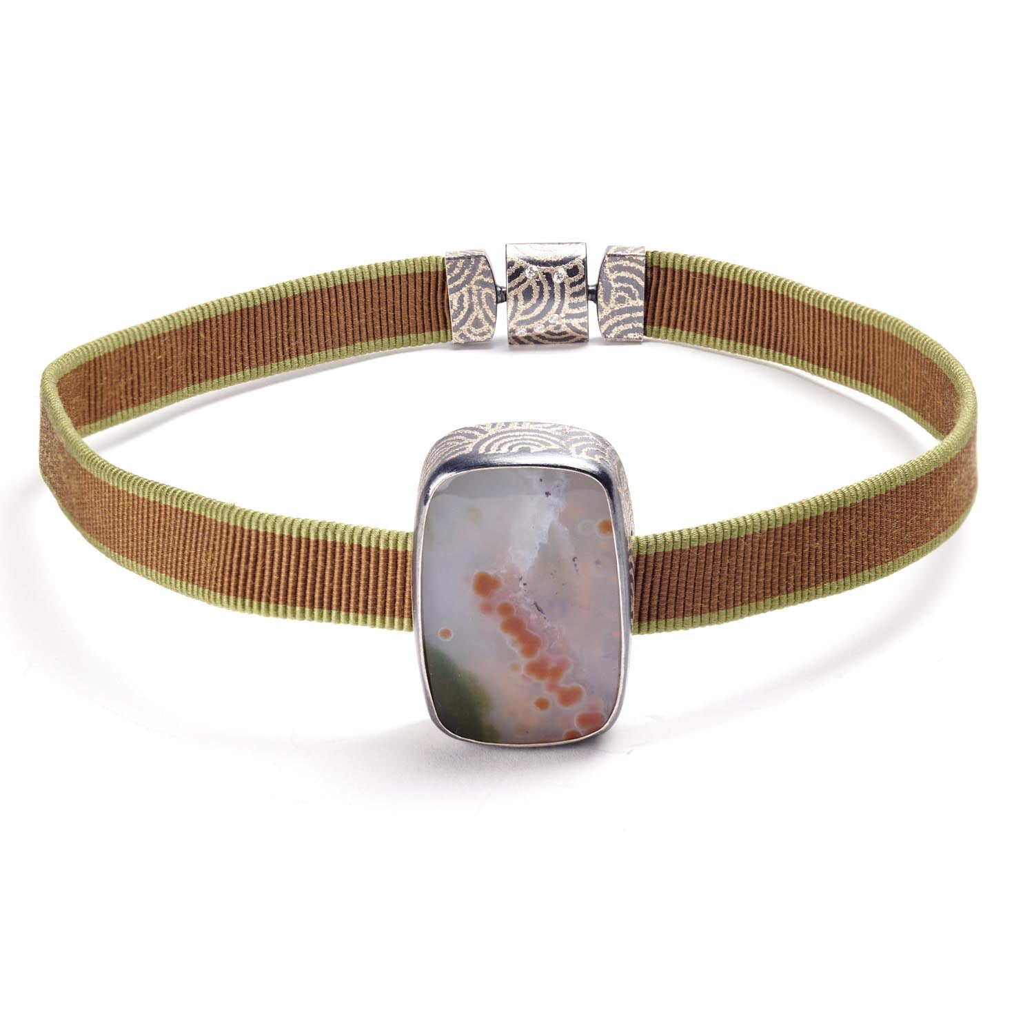 Japanese Silk and Jasper Necklace