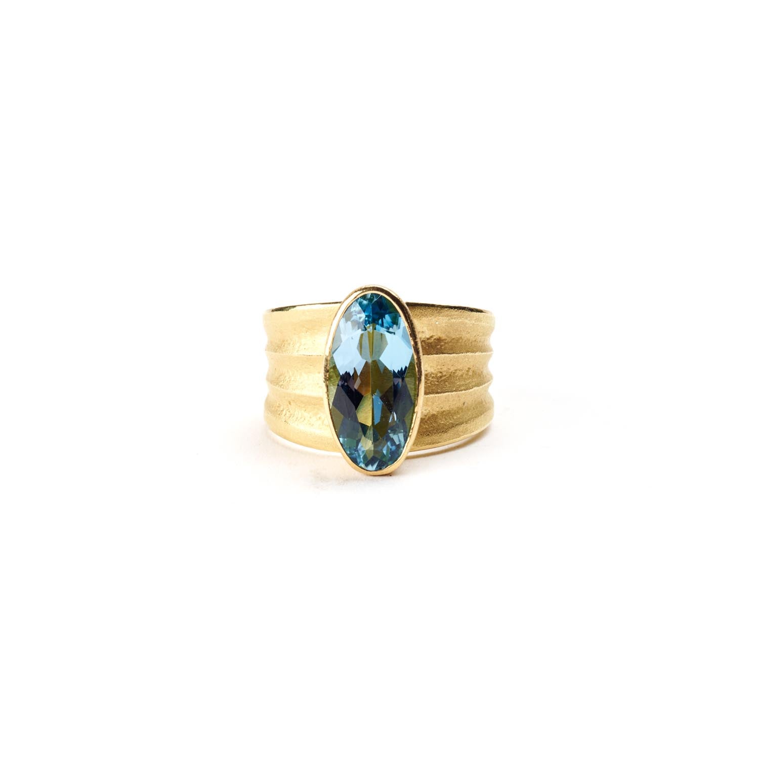 Aquamarine & Sculpted Gold Ring