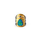 Opal Doublet & Natural Brown Diamond Ring