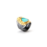 Opal Doublet & Natural Brown Diamond Ring