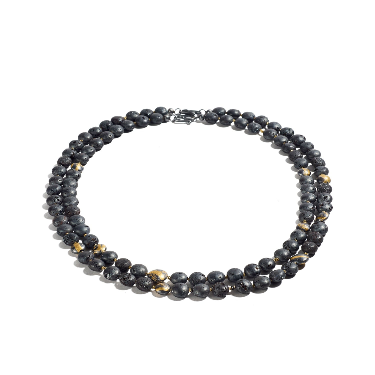 Elba Hematite and Black Diamond Necklace