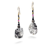 Tourmalinated Quartz and Black Diamond Earrings
