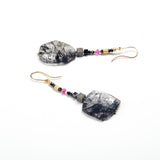 Tourmalinated Quartz and Black Diamond Earrings
