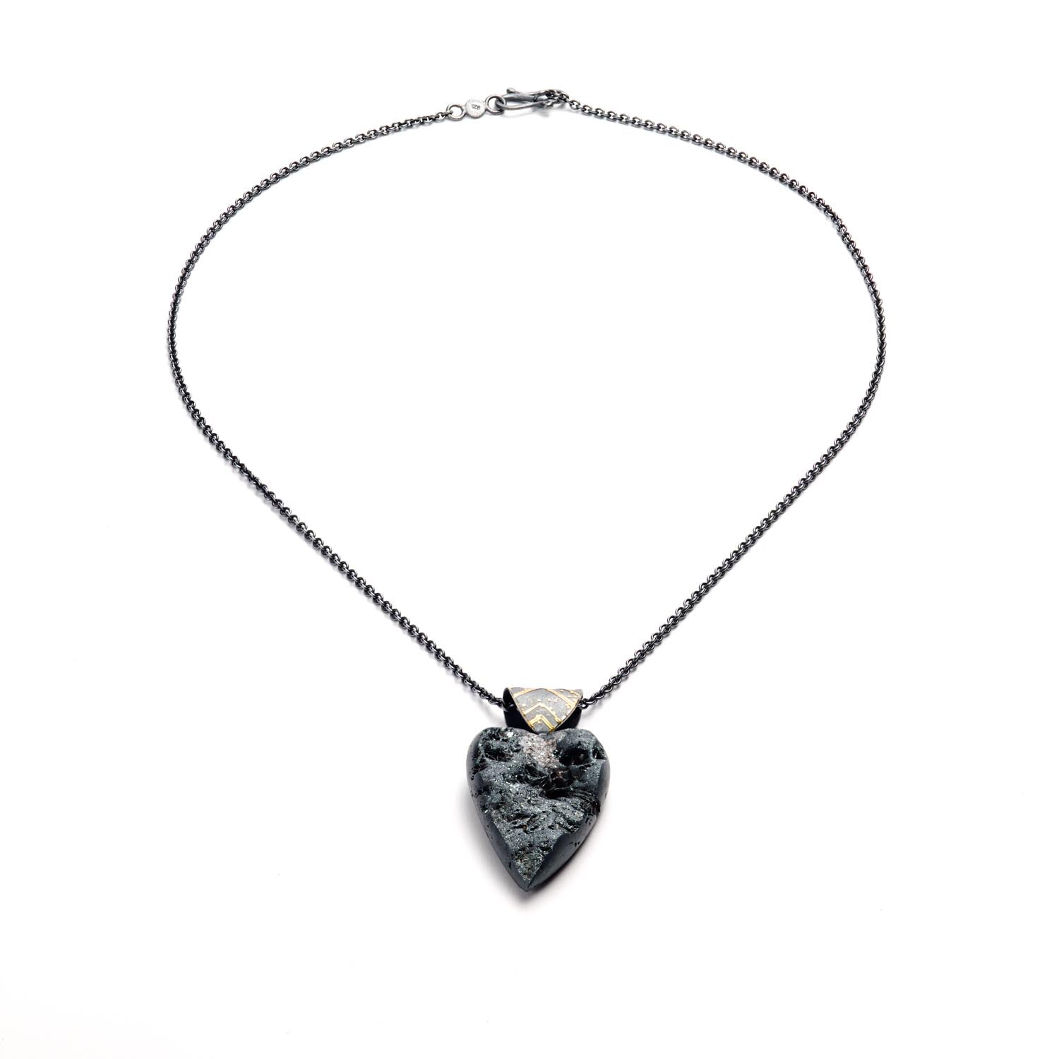 Hematite Heart Pendant Necklace