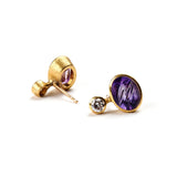 Munsteiner Cut Amethyst & Gold Earrings