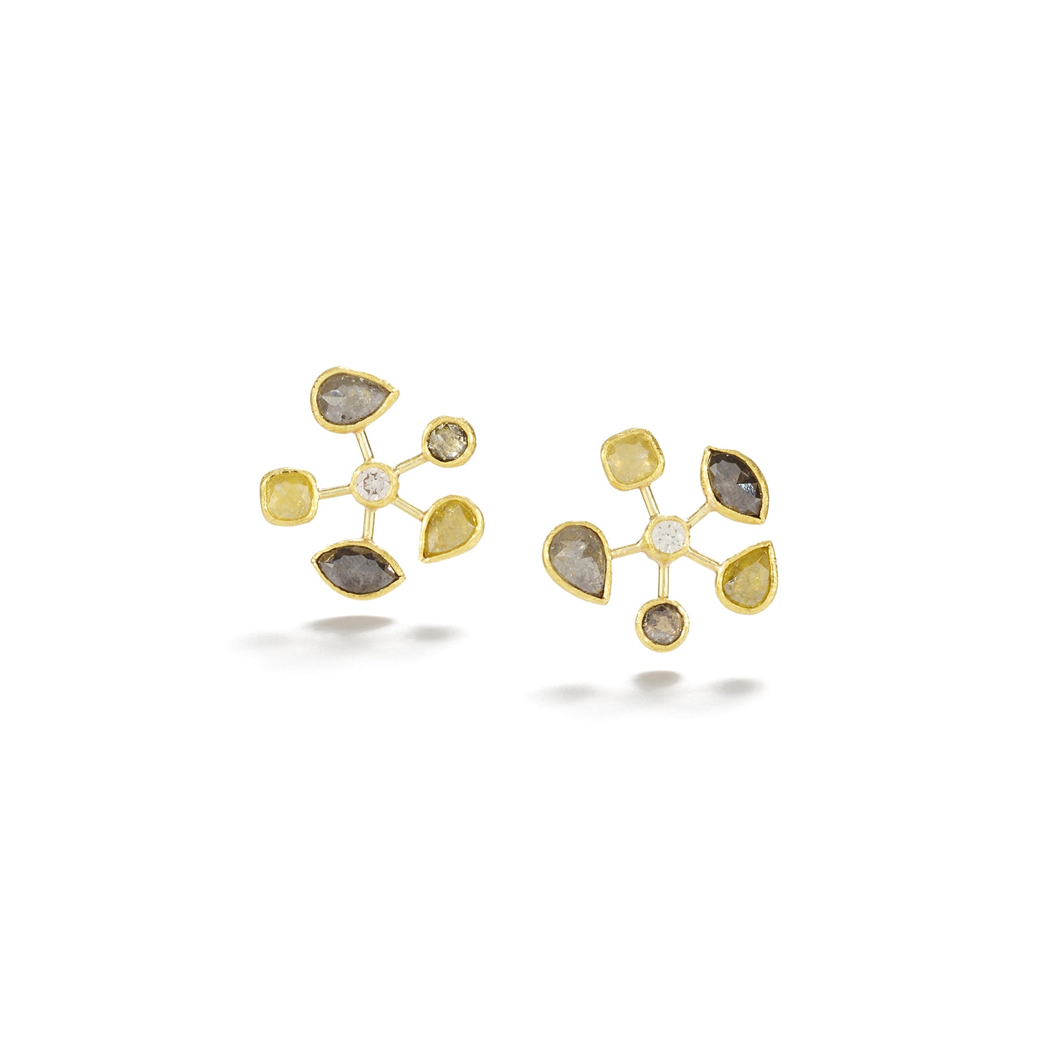 Golden Flower Diamond Earrings