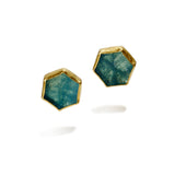 Aquamarine Hexagon Slice Earrings