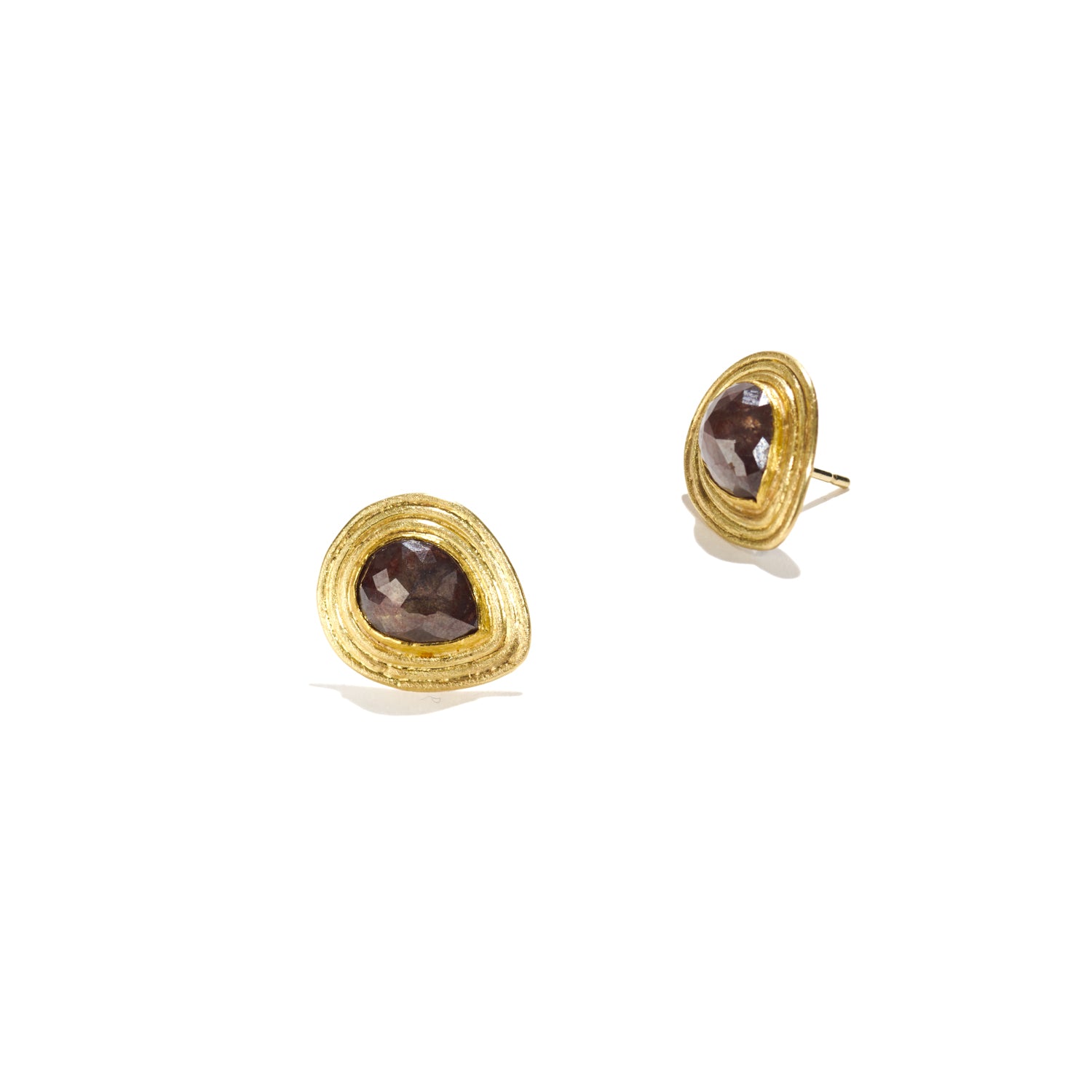 Rose Cut Brown Diamond Earrings