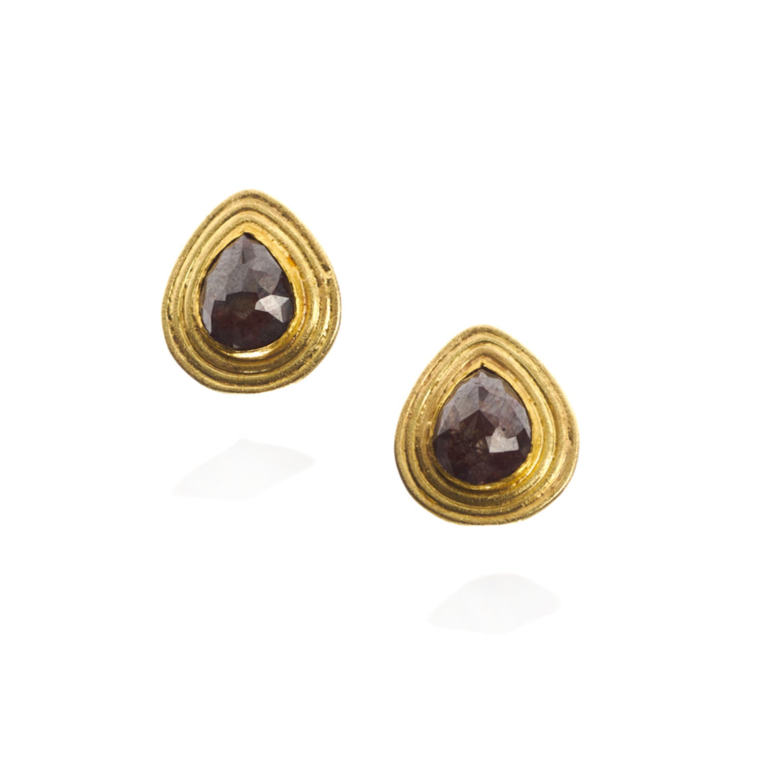 Rose Cut Brown Diamond Earrings
