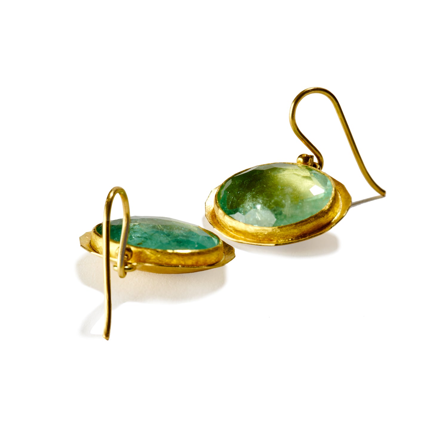 Rose Cut Green Tourmaline Drop Earrings