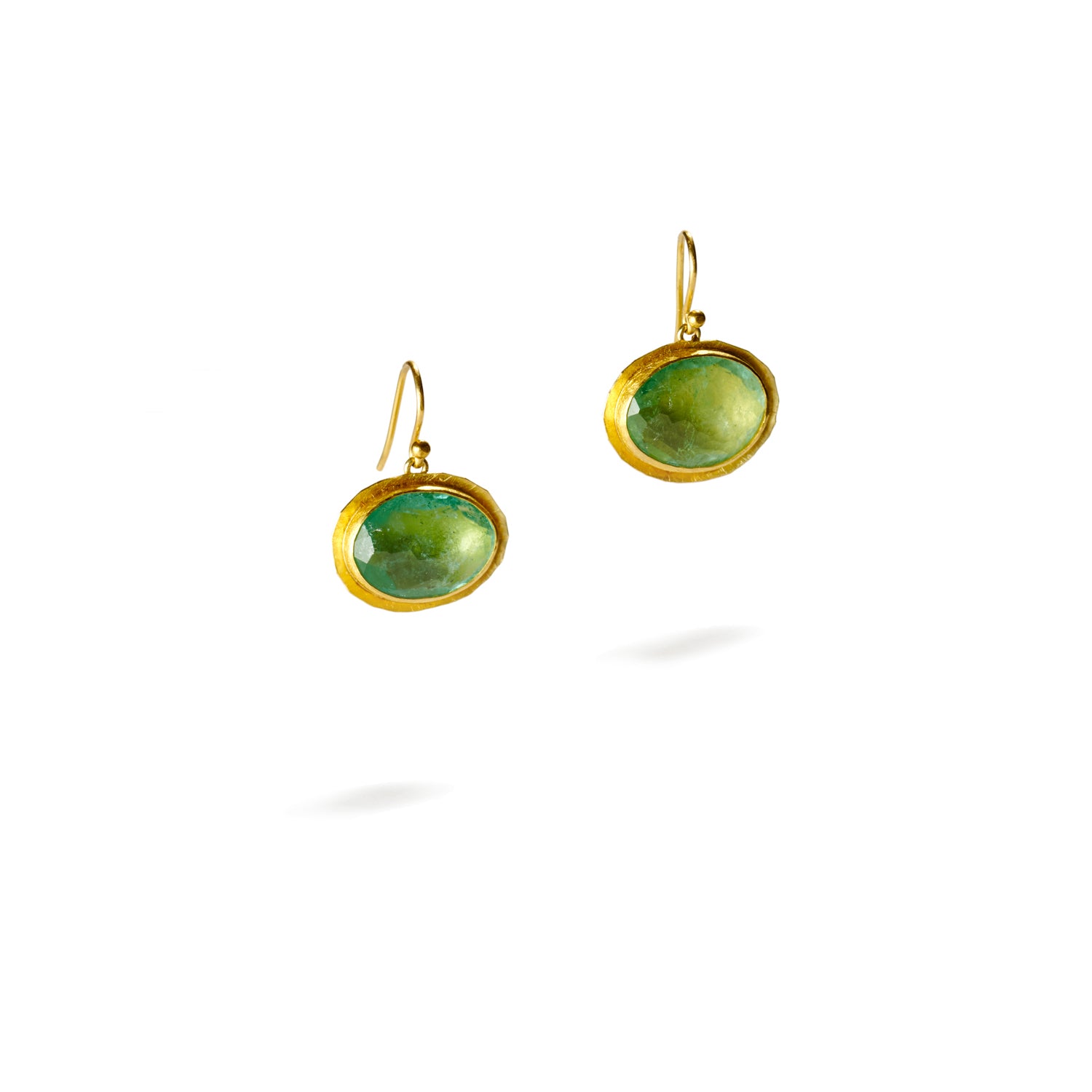 Rose Cut Green Tourmaline Drop Earrings