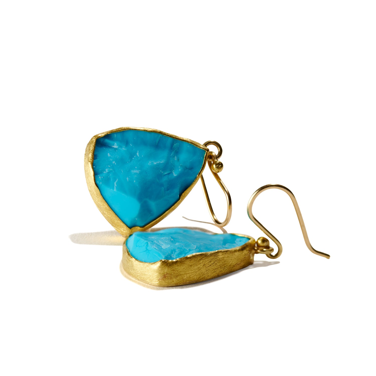 Rough Turquoise Earrings on French Wire